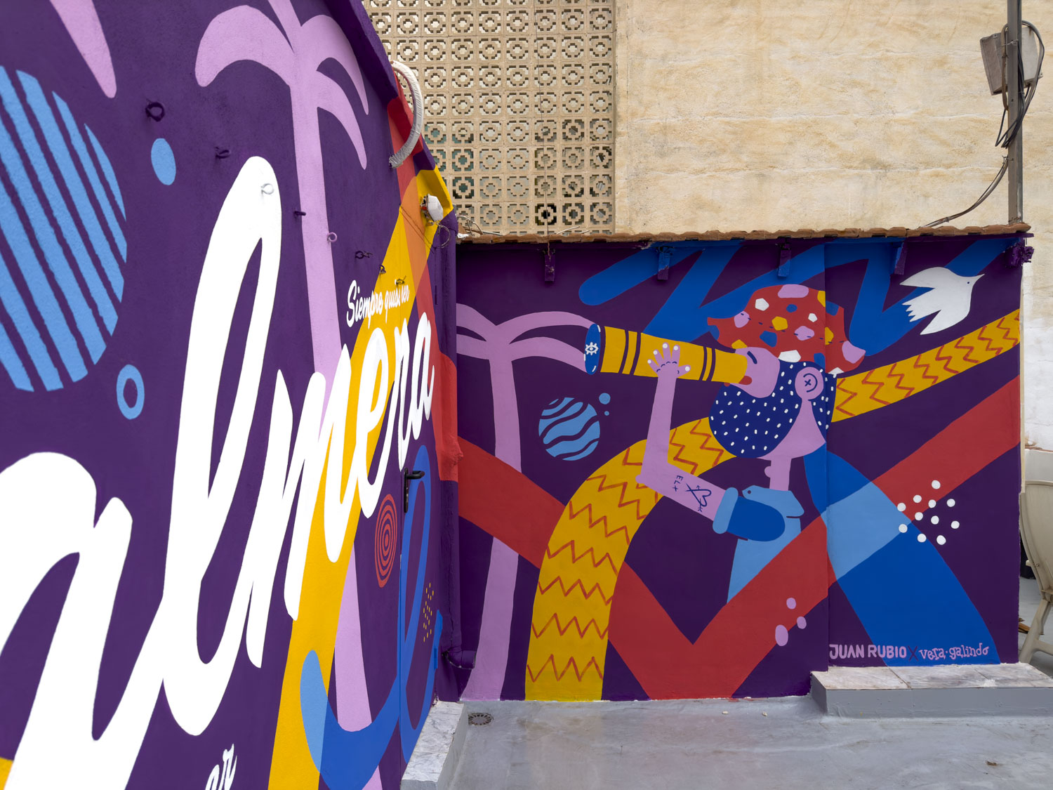 Mural Azotea Elche - Juan Rubio + Vera Galindo - Streetart, Muralismo, Lettering, Ilustración