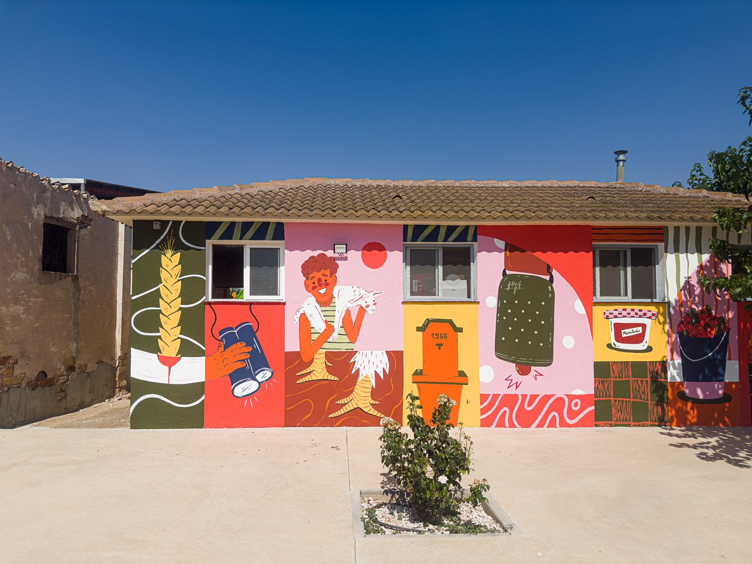 No hay Barbecho - Mural en Almochuel, Comarca Campo de Belchite, Vera Galindo