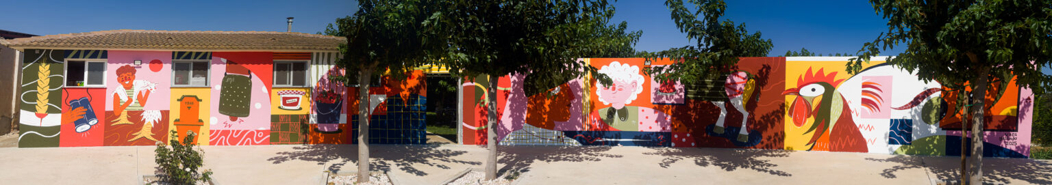 No hay Barbecho - Mural en Almochuel, Comarca Campo de Belchite, Vera Galindo