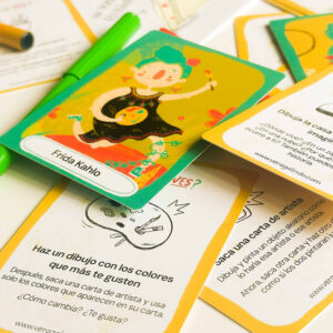 Baraja de cartas de ejercicios creativos gratis para niños y mayores, profesoras y maestras del album ilustrado infantil "¿Cómo lo ves?"