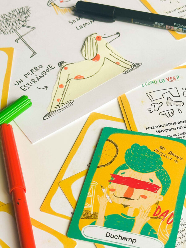 Baraja de cartas de ejercicios creativos gratis para niños y mayores, profesoras y maestras del album ilustrado infantil "¿Cómo lo ves?"