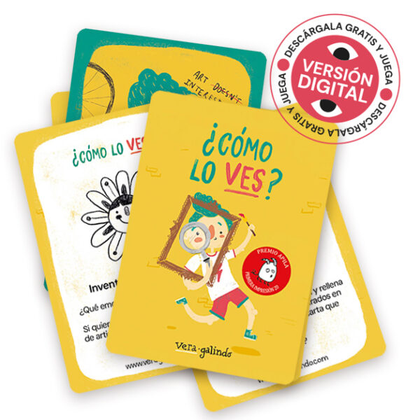 Baraja de cartas de ejercicios creativos gratis para niños y mayores, profesoras y maestras del album ilustrado infantil "¿Cómo lo ves?"